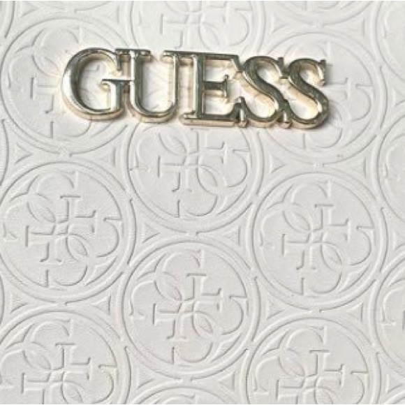 Guess Heritage Pop Monogram Cream Leather Convertible Crossbody Shoulder Bag - Picture 3 of 11